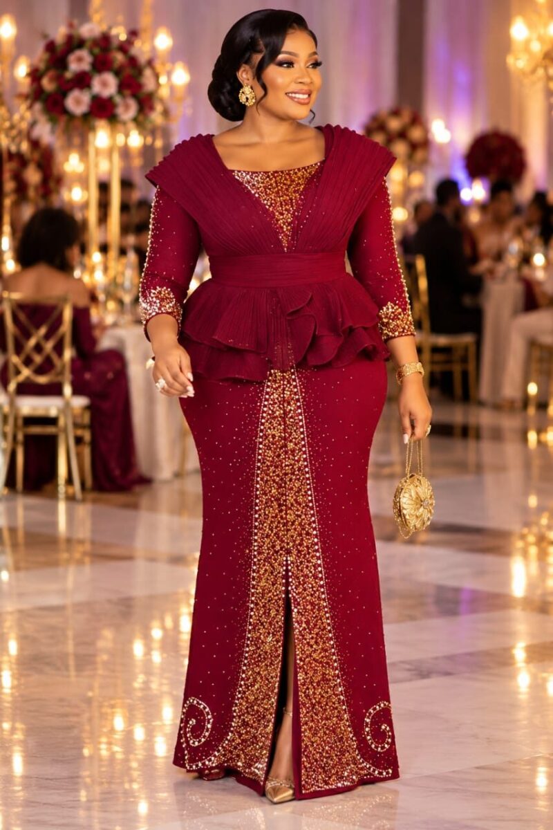 Burgundy Embellished Gown