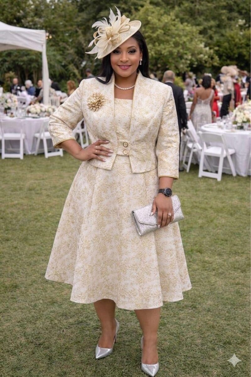 Champagne Jacquard Jacket Dress