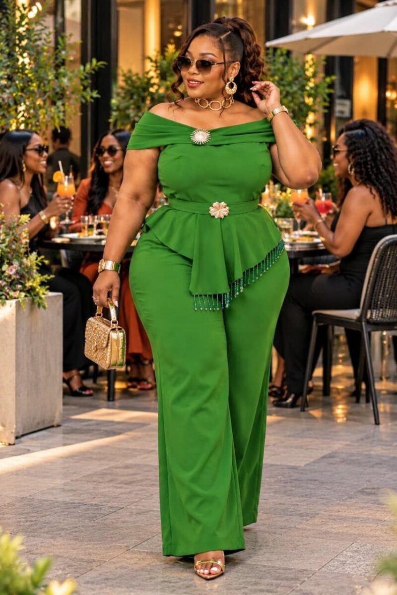 Emerald Peplum Jumpsuit