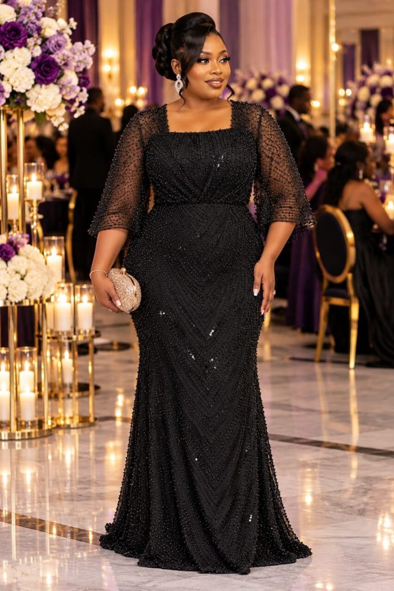 Black Sequin Mermaid Gown