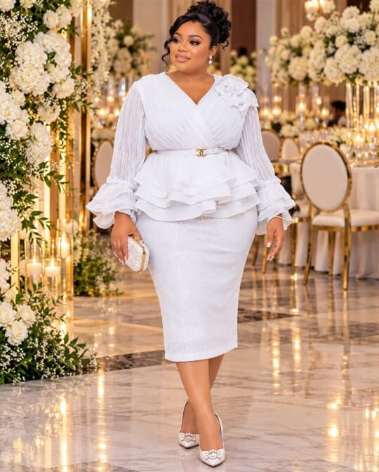 White Tiered Peplum Set