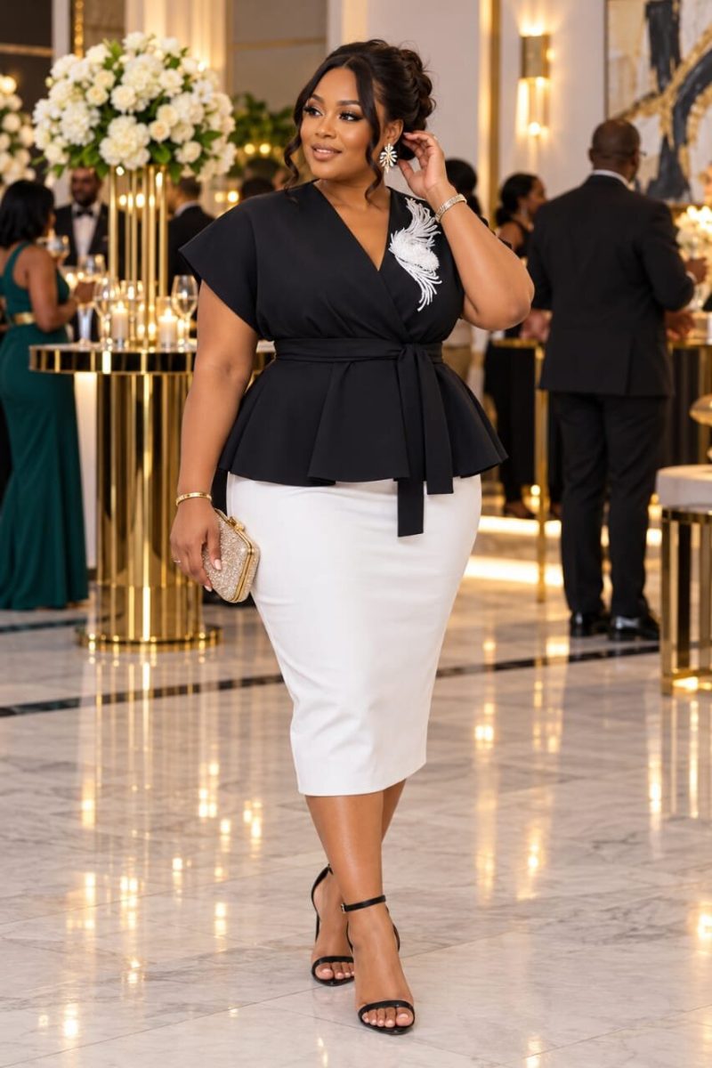 Black & White Peplum Set