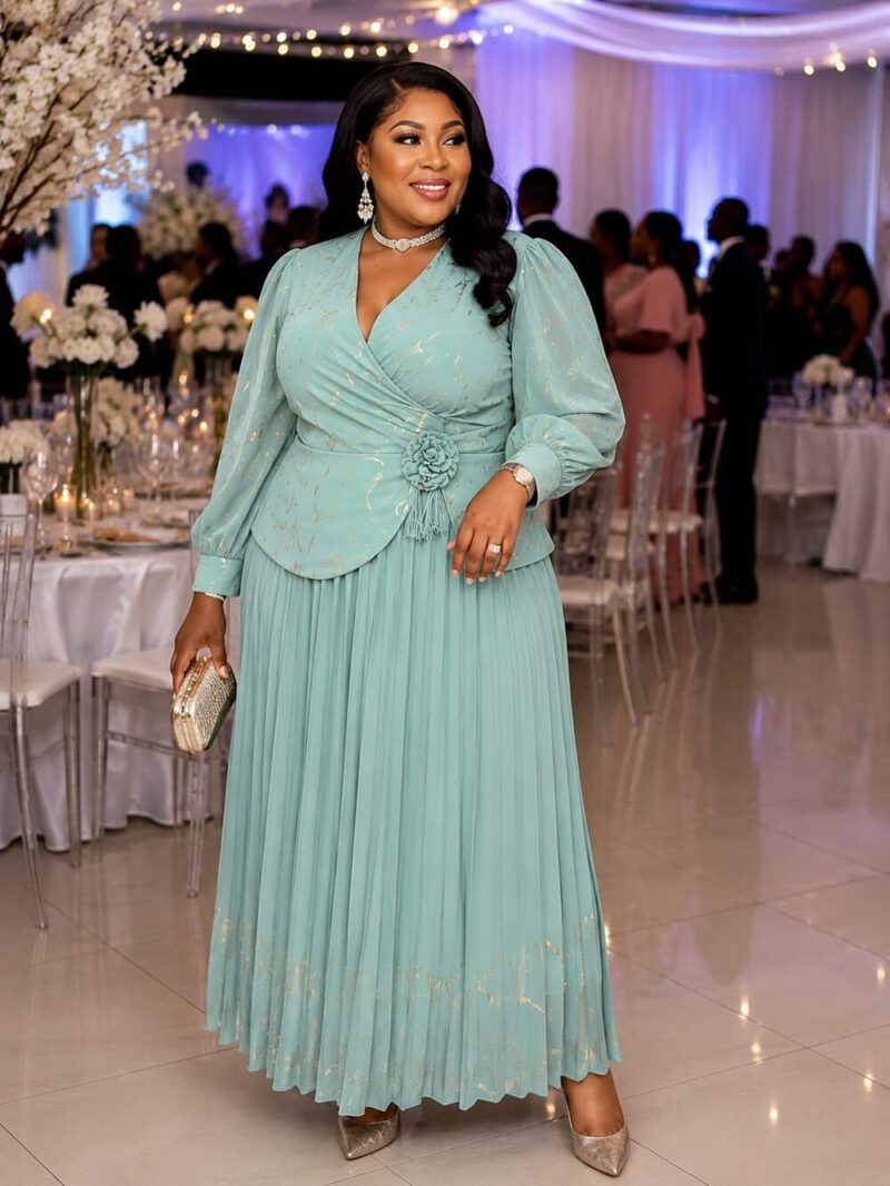 Mint Pleated Maxi Set