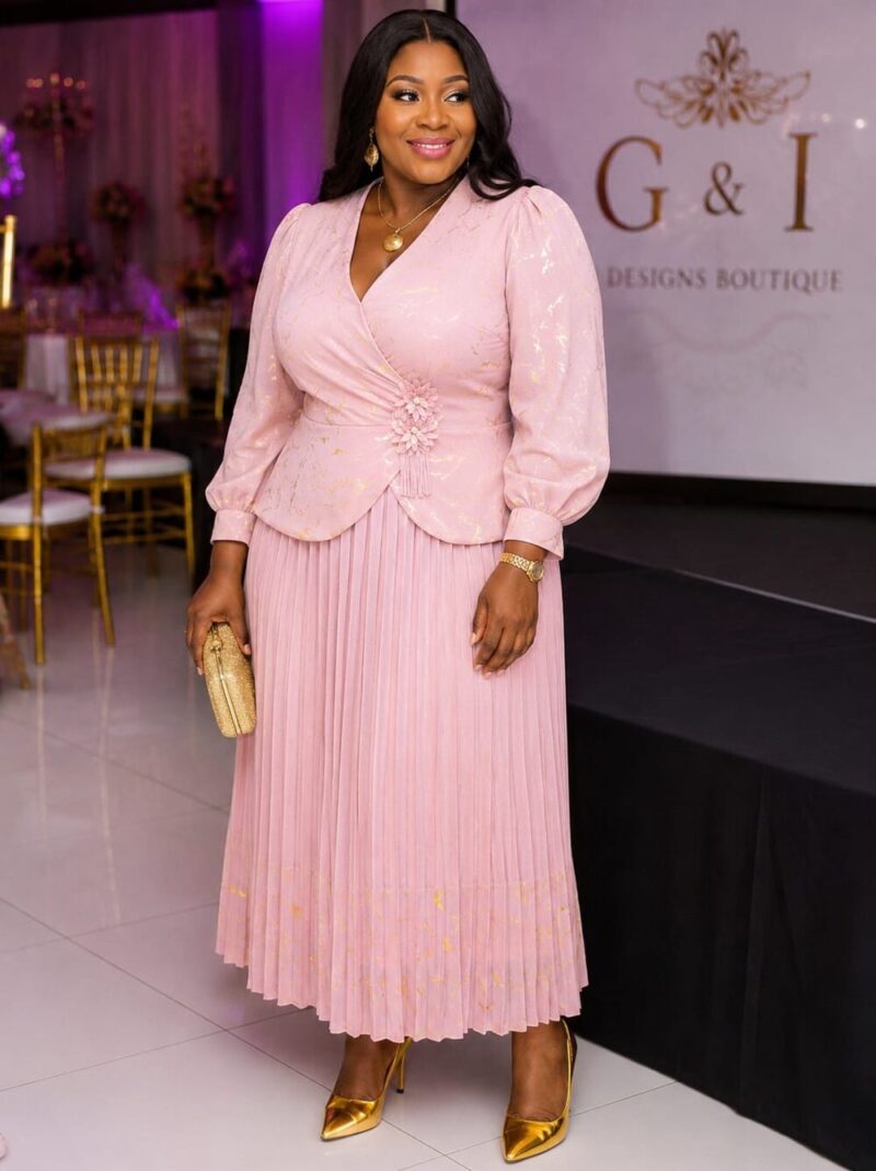 Pink Pleated Two-Piece