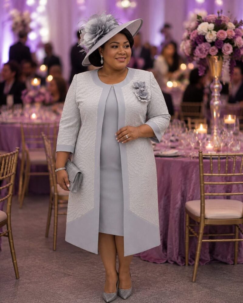 Silver Coat & Dress Set